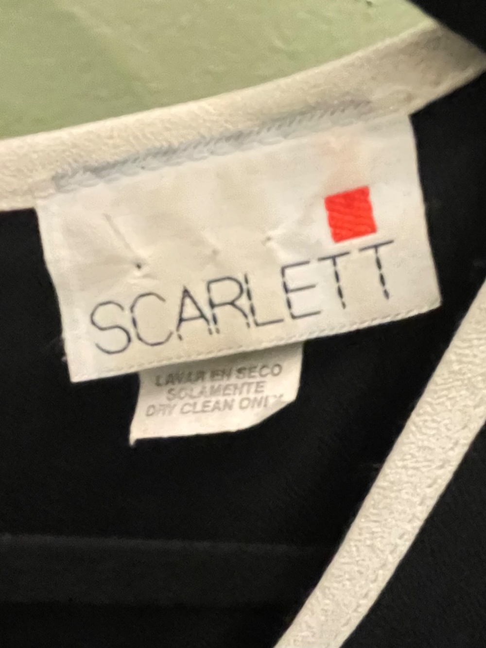 Vintage Scarlett Black Midi Dress White Piping Front Slit Y2K 90s USA Size 7/8 - Picture 2 of 4